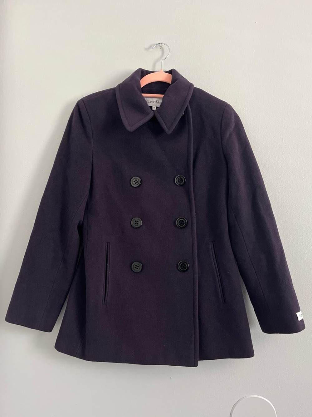 Calvin Klein Women's Double-Breasted Wool Blend Peacoat - size 4P